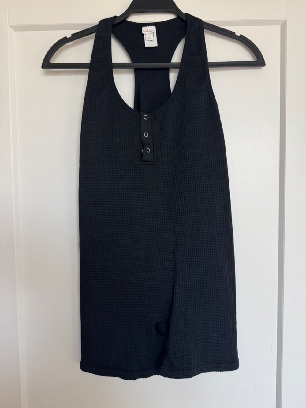 Colsie Sleeveless Black Racerback Waffle Knit Romper - M